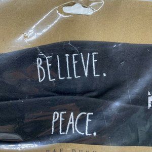New RAE DUNN Black Believe Peace Face Masks Elasti